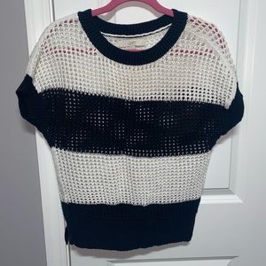 Black and white, striped, short sleeved sweater